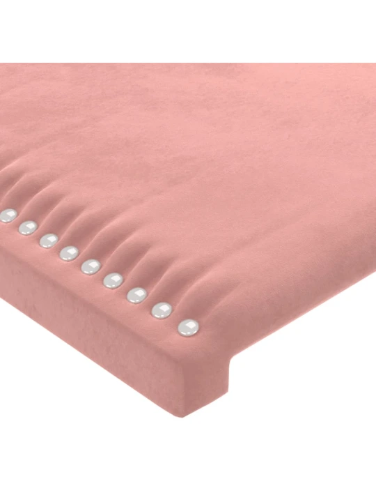 Čelo postele s LED růžové 80x5x118/128 cm samet