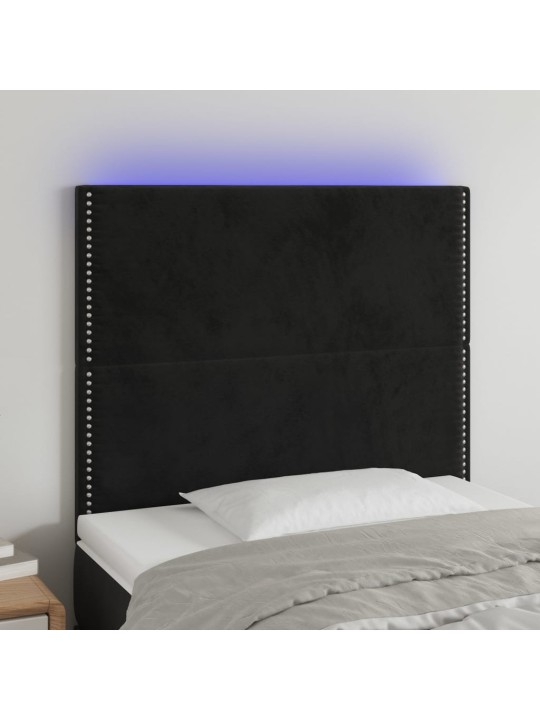 Čelo postele s LED černé 90x5x118/128 cm samet