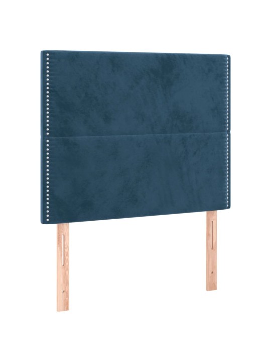 Čelo postele s LED tmavě modré 90x5x118/128 cm samet