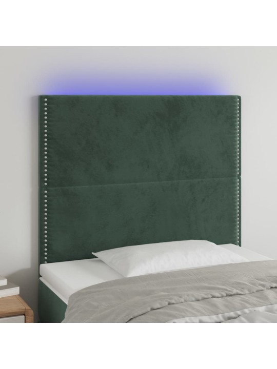 Čelo postele s LED tmavě zelená 100x5x118/128 cm samet