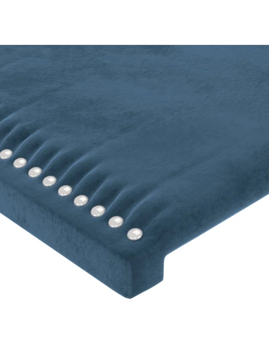 Čelo postele s LED tmavě modré 100x5x118/128 cm samet