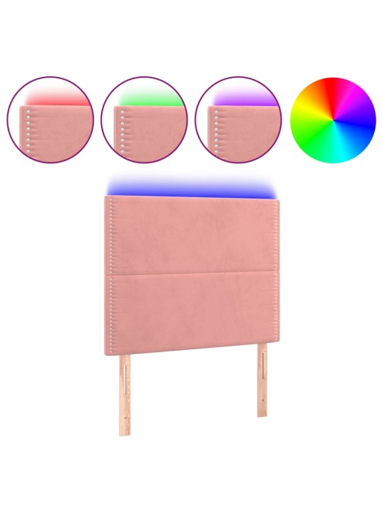 Čelo postele s LED růžové 100x5x118/128 cm samet