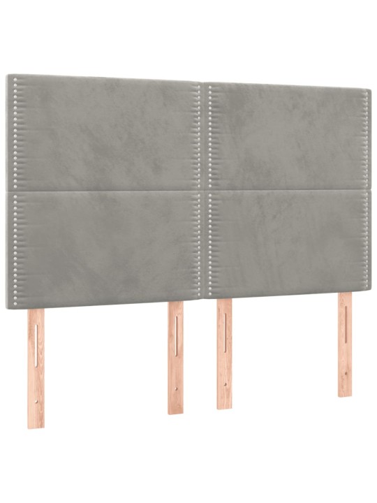 Čelo postele s LED světle šedé 144x5x118/128 cm samet