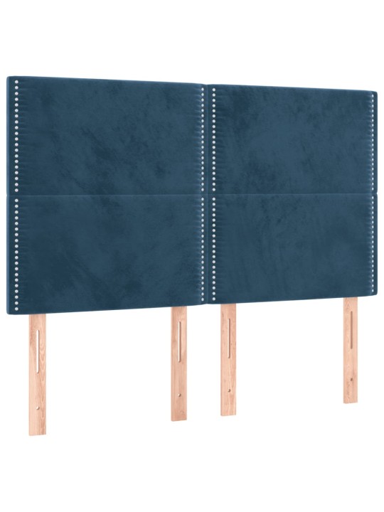 Čelo postele s led tmavě modré 144x5x118/128 cm samet