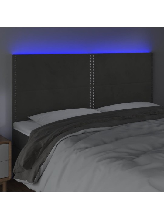 Čelo postele s LED tmavě šedé 160x5x118/128 cm samet