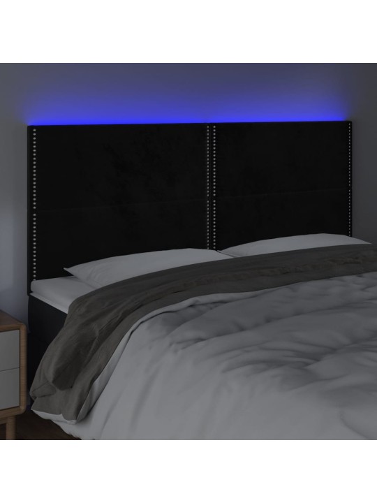 Čelo postele s LED černé 160x5x118/128 cm samet
