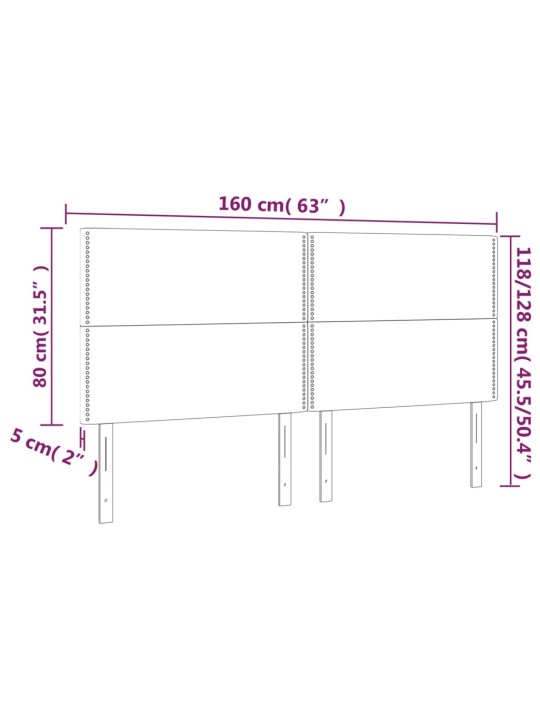 Čelo postele s LED černé 160x5x118/128 cm samet