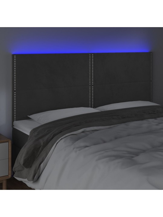 Čelo postele s LED tmavě šedé 180x5x118/128 cm samet