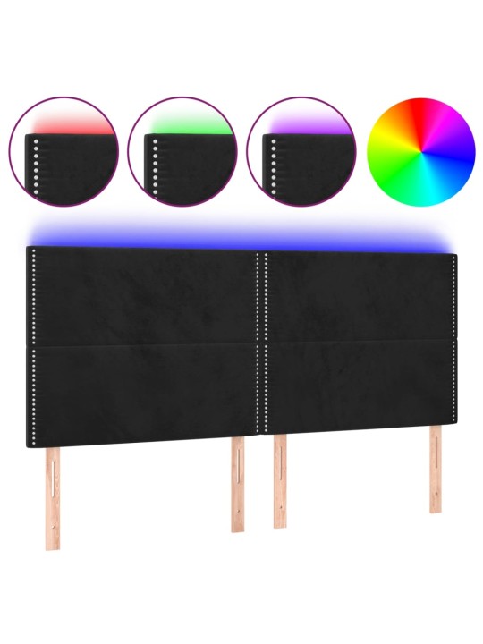 Čelo postele s LED černé 180x5x118/128 cm samet