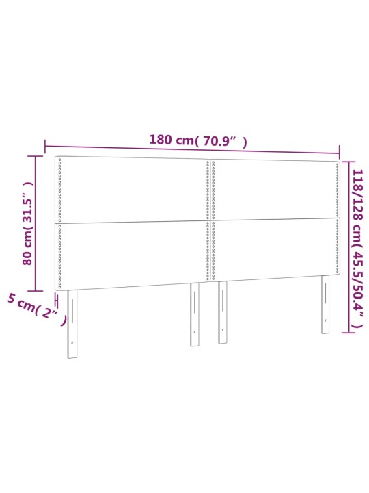 Čelo postele s led tmavě zelená 180x5x118/128 cm samet