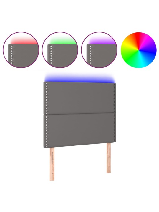 Čelo postele s LED šedé 90x5x118/128 cm umělá kůže