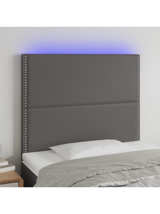 Čelo postele s LED šedé 90x5x118/128 cm umělá kůže