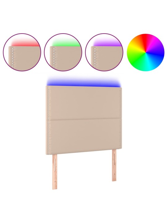 Čelo postele s LED cappuccino 90x5x118/128 cm umělá kůže