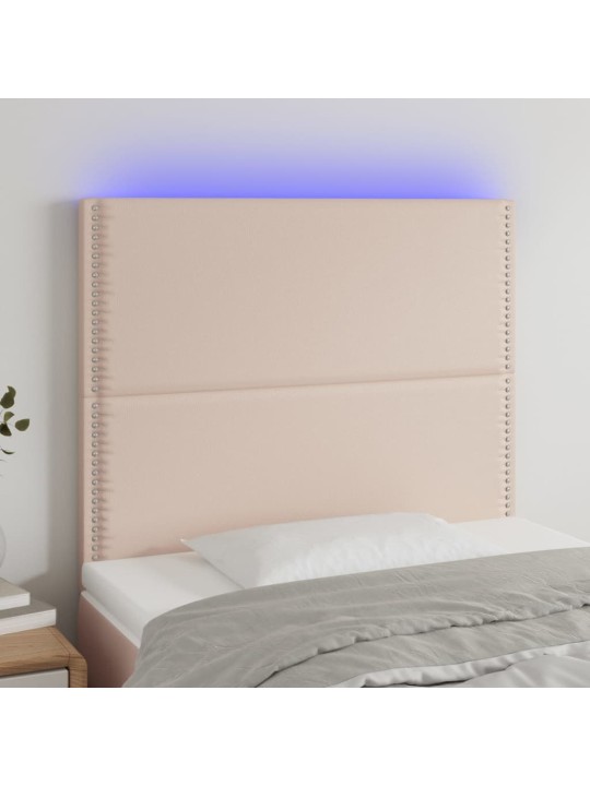 Čelo postele s LED cappuccino 90x5x118/128 cm umělá kůže