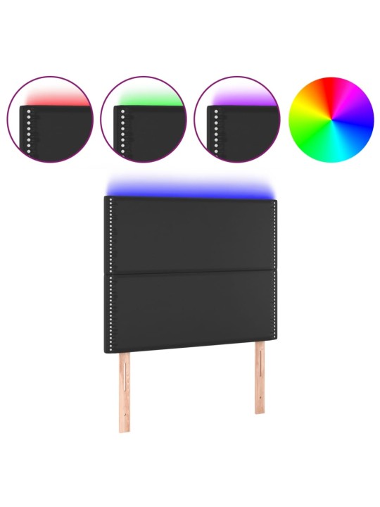 Čelo postele s LED černé 100x5x118/128 cm umělá kůže