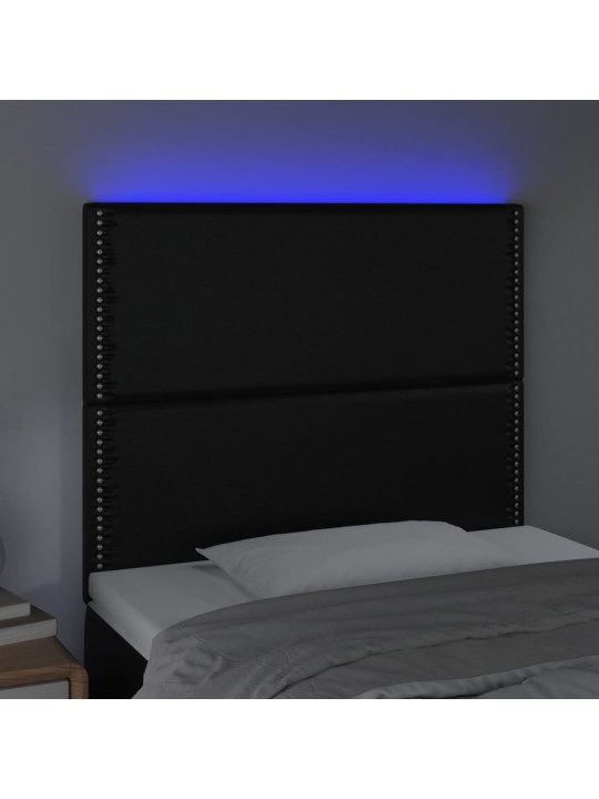 Čelo postele s LED černé 100x5x118/128 cm umělá kůže