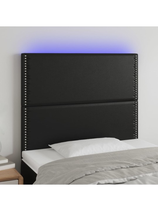 Čelo postele s LED černé 100x5x118/128 cm umělá kůže