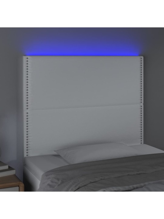Čelo postele s LED bílé 100x5x118/128 cm umělá kůže