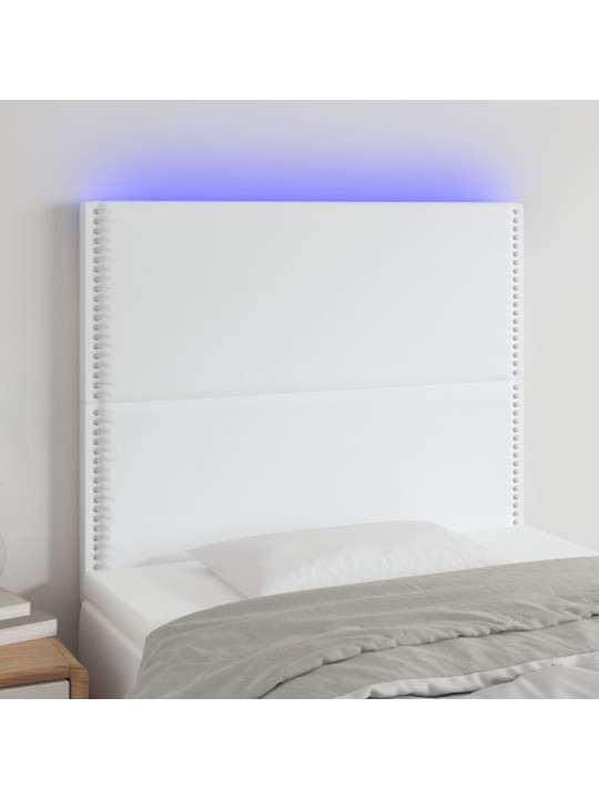 Čelo postele s LED bílé 100x5x118/128 cm umělá kůže
