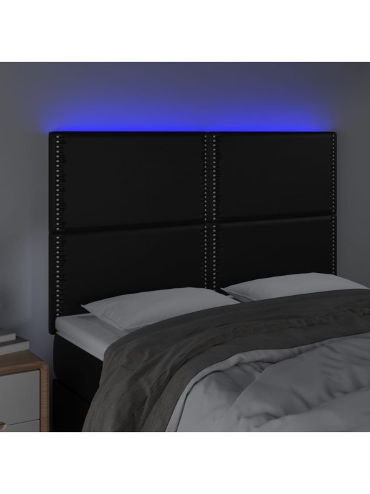 Čelo postele s LED černé 144x5x118/128 cm umělá kůže
