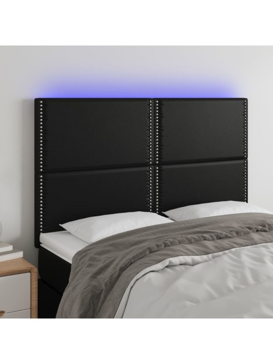 Čelo postele s LED černé 144x5x118/128 cm umělá kůže
