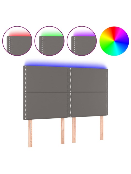 Čelo postele s LED šedé 144x5x118/128 cm umělá kůže