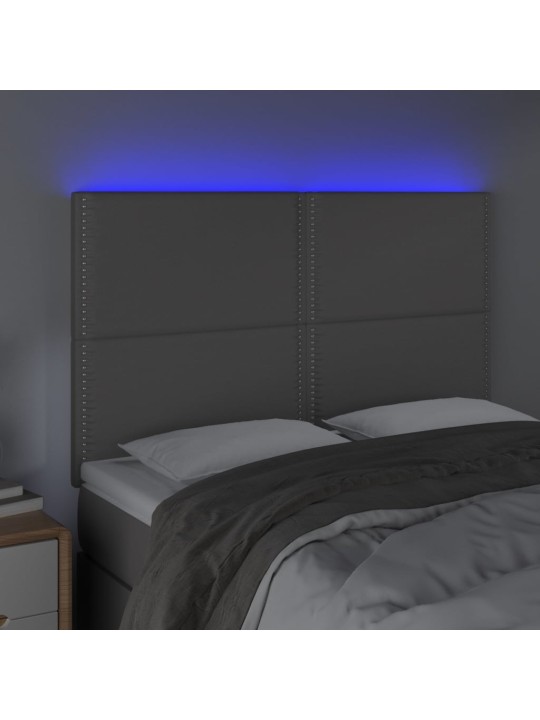 Čelo postele s LED šedé 144x5x118/128 cm umělá kůže