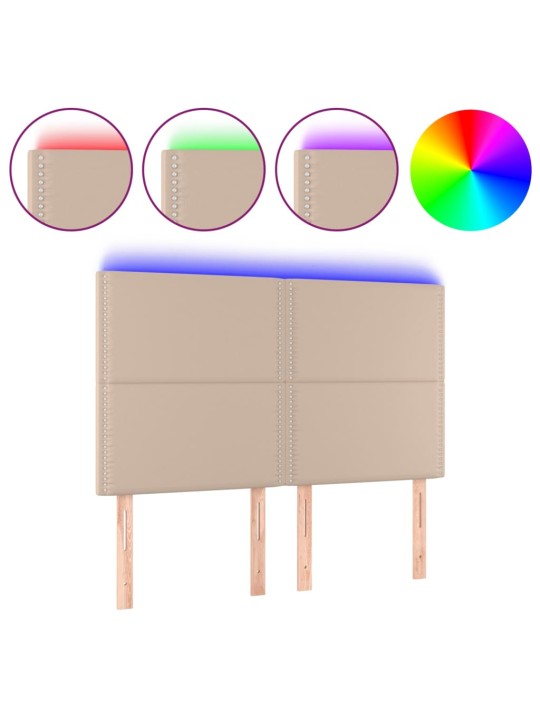 Čelo postele s LED cappuccino 144x5x118/128 cm umělá kůže