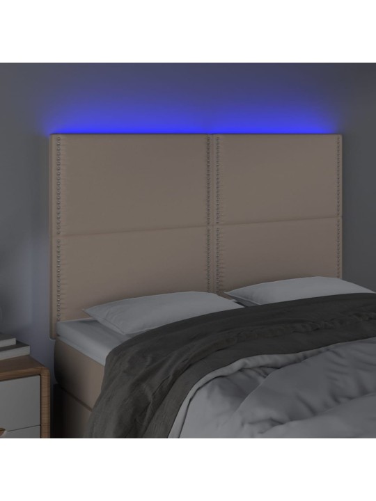 Čelo postele s LED cappuccino 144x5x118/128 cm umělá kůže