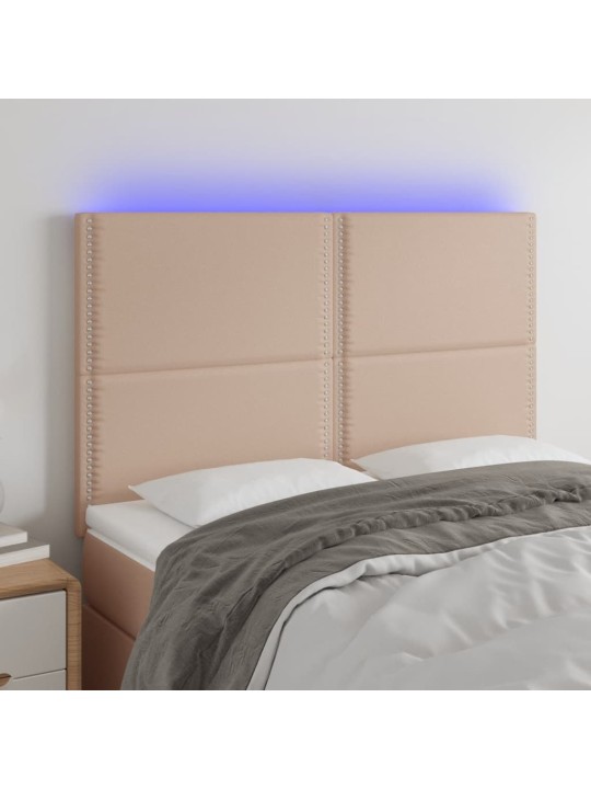 Čelo postele s LED cappuccino 144x5x118/128 cm umělá kůže