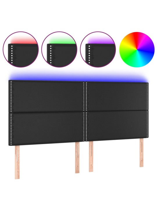 Čelo postele s LED černé 160x5x118/128 cm umělá kůže