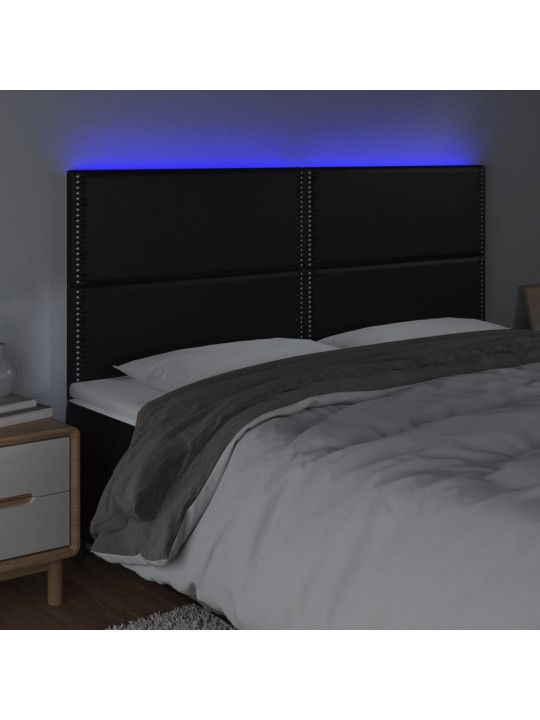 Čelo postele s LED černé 160x5x118/128 cm umělá kůže