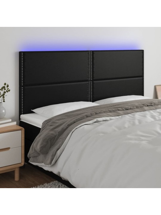 Čelo postele s LED černé 160x5x118/128 cm umělá kůže