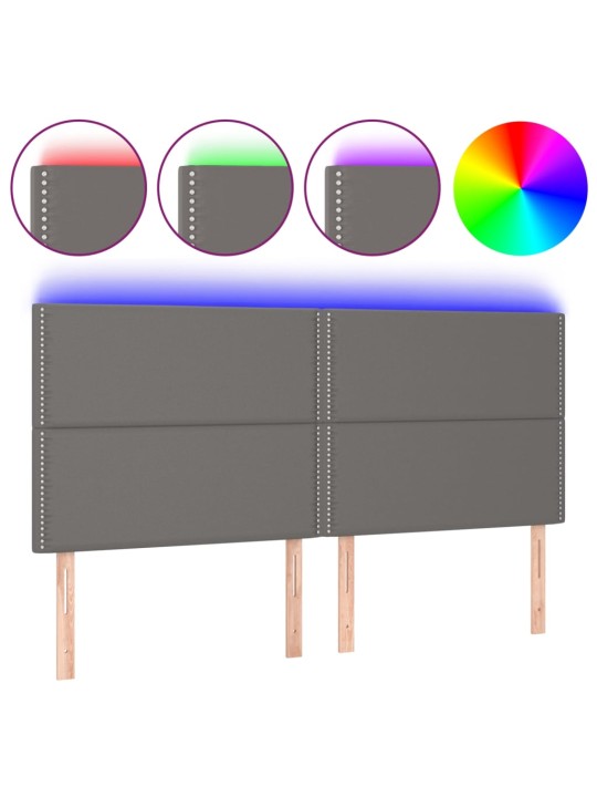 Čelo postele s LED šedé 160x5x118/128 cm umělá kůže