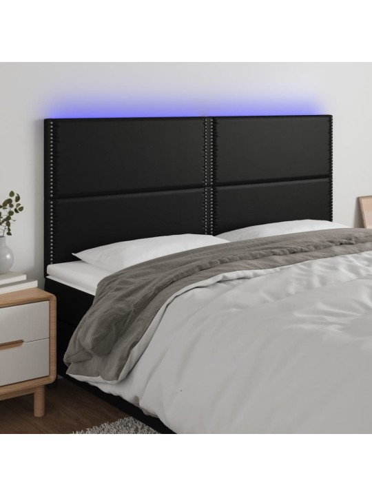 Čelo postele s LED černé 180x5x118/128 cm umělá kůže