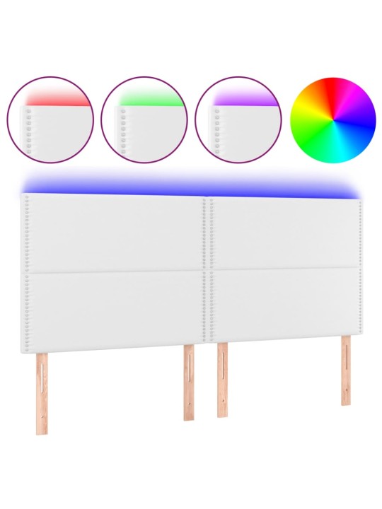 Čelo postele s LED bílé 180x5x118/128 cm umělá kůže