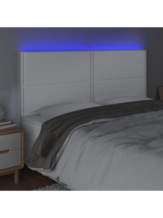 Čelo postele s LED bílé 180x5x118/128 cm umělá kůže