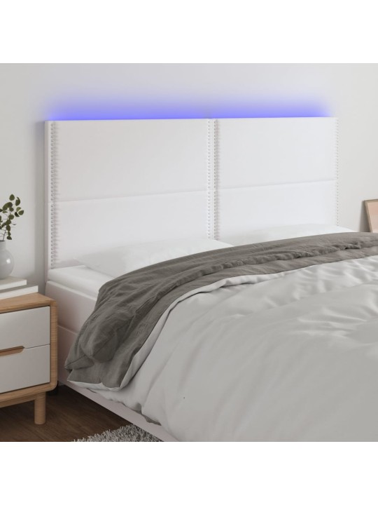 Čelo postele s LED bílé 180x5x118/128 cm umělá kůže