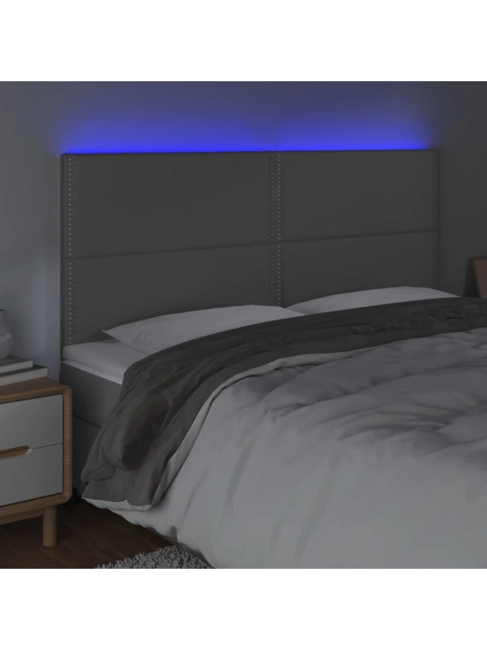 Čelo postele s LED šedé 180x5x118/128 cm umělá kůže