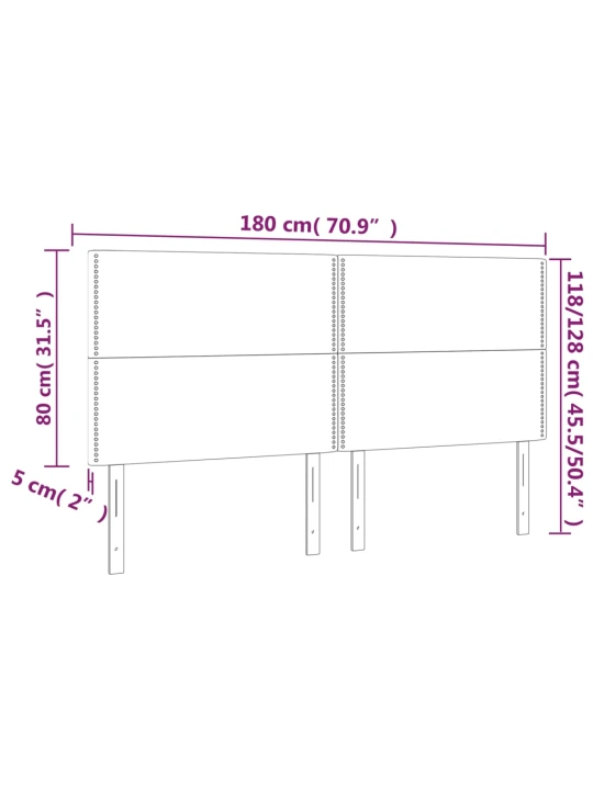 Čelo postele s LED šedé 180x5x118/128 cm umělá kůže