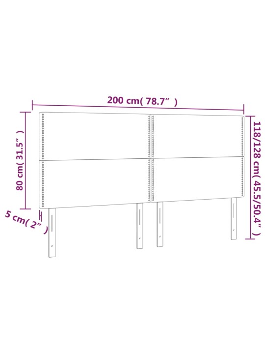 Čelo postele s LED černé 200x5x118/128 cm umělá kůže
