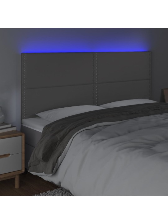 Čelo postele s LED šedé 200x5x118/128 cm umělá kůže