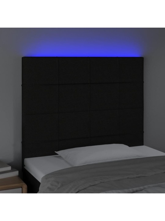 Čelo postele s LED černé 80x5x118/128 cm textil