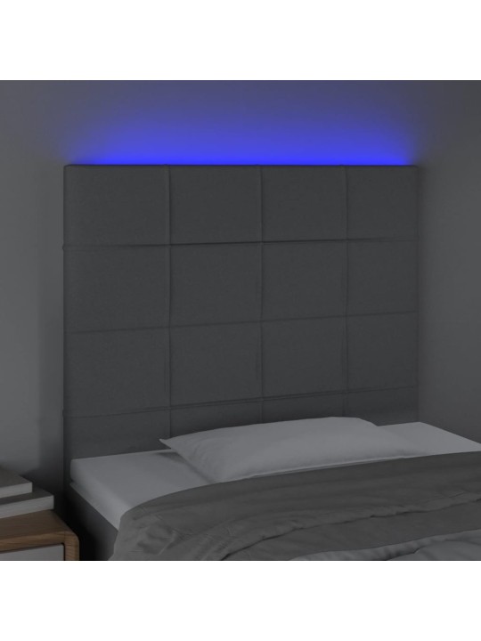 Čelo postele s LED světle šedé 90x5x118/128 cm textil