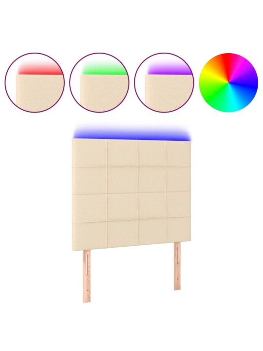 Čelo postele s LED krémové 90x5x118/128 cm textil