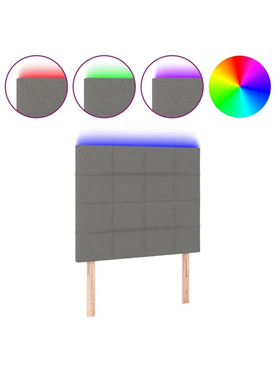 Čelo postele s LED tmavě šedé 100x5x118/128 cm textil