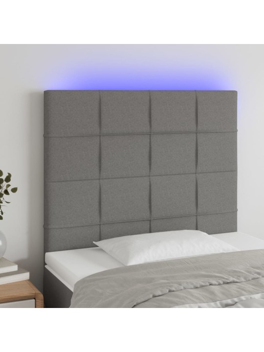Čelo postele s LED tmavě šedé 100x5x118/128 cm textil