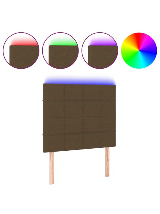 Čelo postele s led tmavě hnědé 100x5x118/128 cm textil