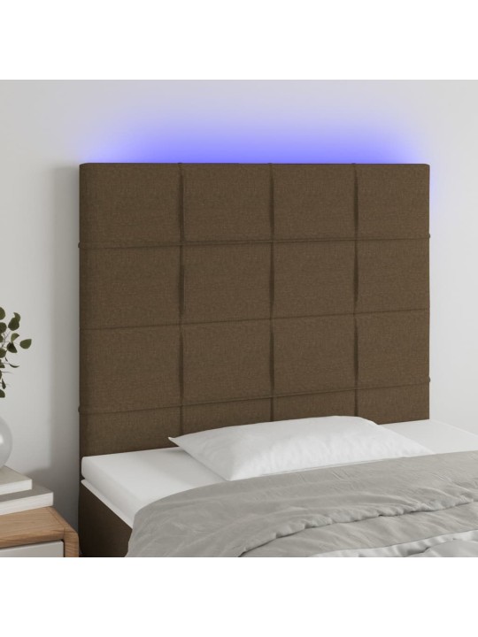 Čelo postele s led tmavě hnědé 100x5x118/128 cm textil