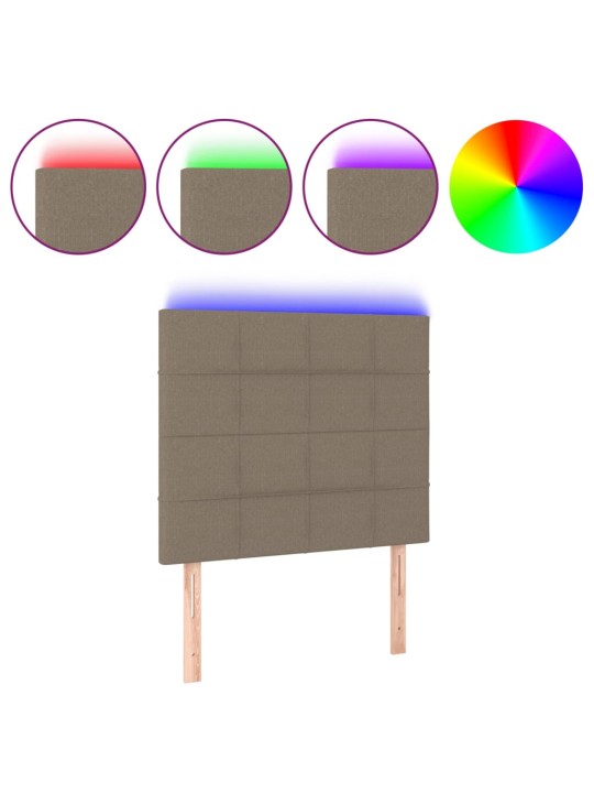 Čelo postele s LED taupe 100x5x118/128 cm textil